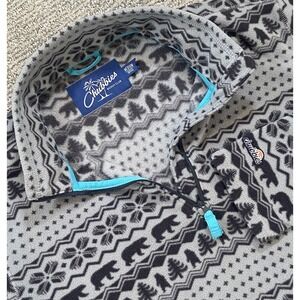Chubbies Sweater‎ Mens Medium Nordic Bear Print Quarter Zip Pullover Soft Casual
